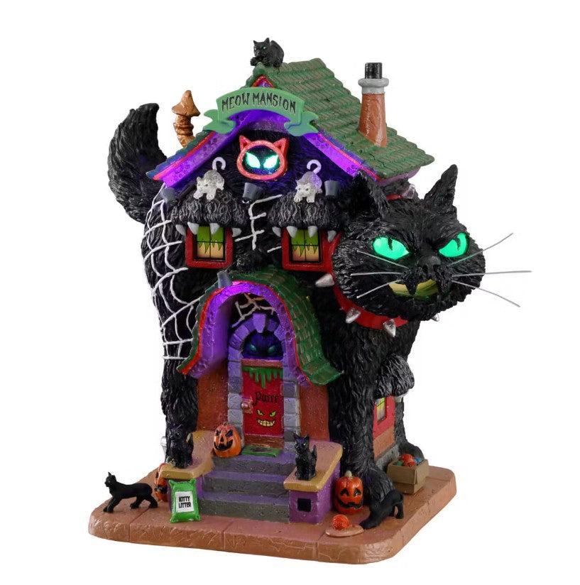 Lemax Meow Mansion Blue Beans Halloween| Spooky Town