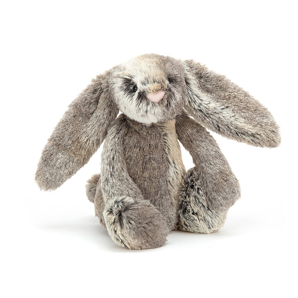 Bashful Cottontail Bunny - Jellycat - fluffy two tone fur and sweet friendly smile - cosy companion gift - silver and fawn
