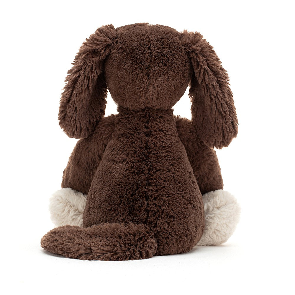 Bashful Fudge Puppy - A cocoa and cream spaniel with rumply ears - a podgy tum and long tufty paws - soft toy