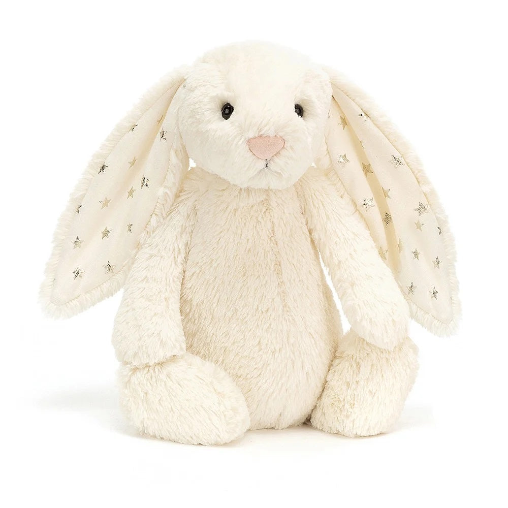 Bashful Twinkle Cream Bunny - soft toy- cream fur - silvers stars in ears -