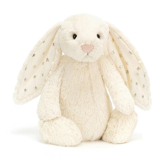 Bashful Twinkle Cream Bunny - soft toy- cream fur - silvers stars in ears - 