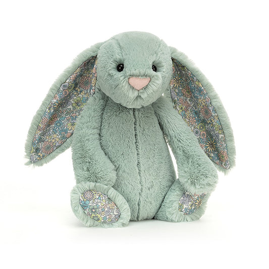 Blossom Sage Bunny - soft toy -  cotton posy patterned ears and paw pads  