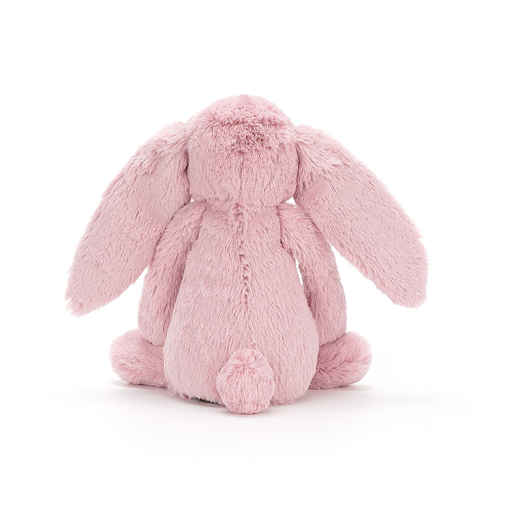Bashful Tulip Bunny - soft toy - dusky pink - ears and paw pads done in floral pink fabric