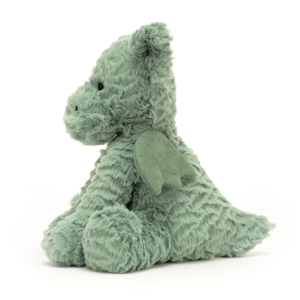 Fuddlewuddle Green Dragon - soft toy - suede green wings - soft green fur