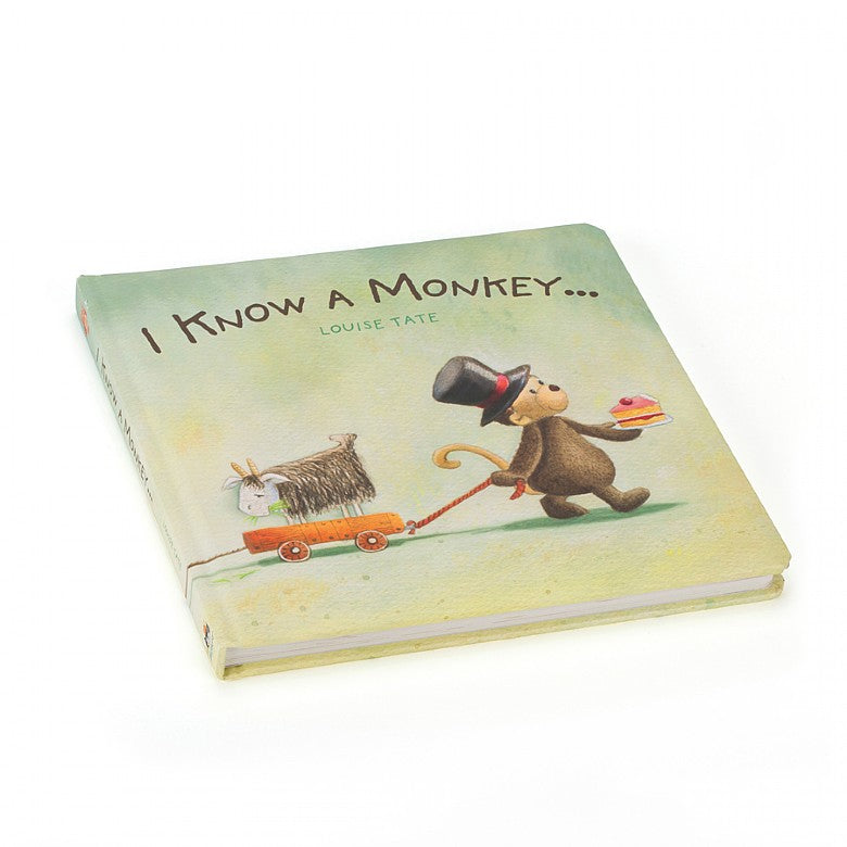I Know A Monkey Book - From stacked-up hats to balancing goats, this monkey's setting a trend of his own - Storytime is a barrel of fun with this quirky, chirpy chap - hardback book - beautiful illustrations