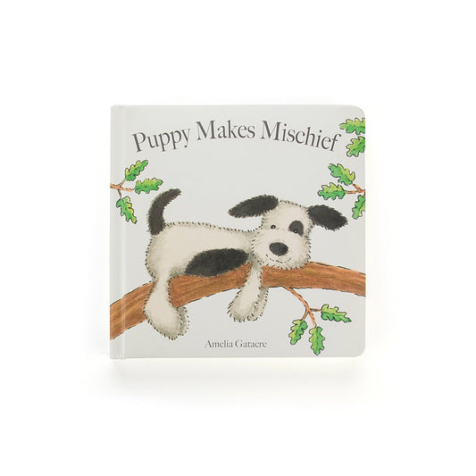 Puppy Makes Mischief Book - Slide down bannisters with this dizzy dog, as he plays and waits for his pal to come home - sturdy hardback - lovely illustrations