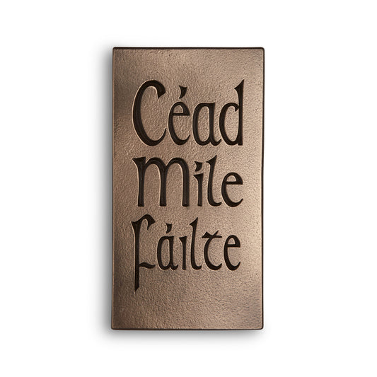 Céad Míle Fáilte Bronze Plaque - one hundred thousand welcomes- pure bronze - 8xm x 14cm