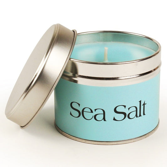 Sea Salt Coordinate Candle - Approx. 8cm x 6cm - Blue wax and blue label - Tin - Burns up to 35 hours.