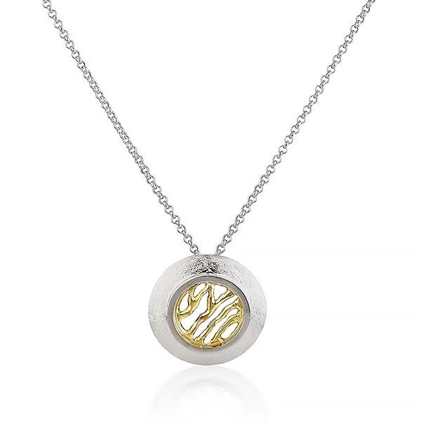 Woven Pendant – (Medium) - Gold and Silver - 18 inch Chain.