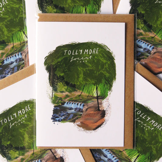 Tollymore Forest Park - The stepping Stones Card - A6 card - green trees - stones over the river