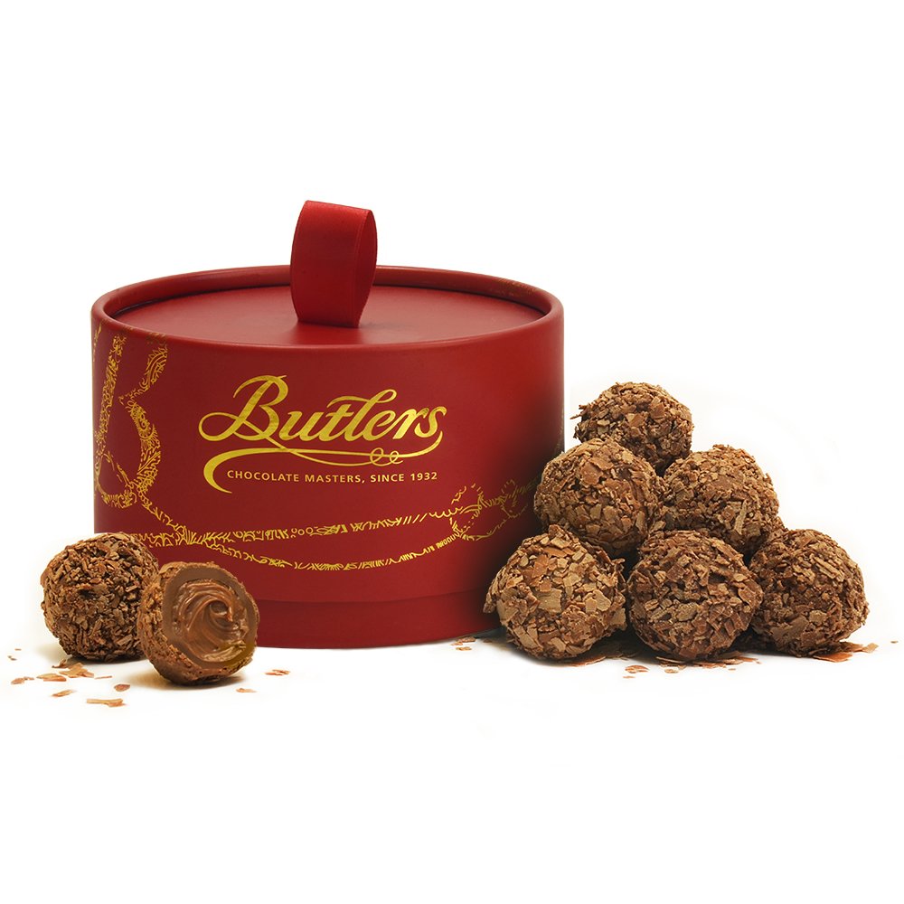 red box - Milk Chocolate Flake Powder Puff - gold letters 