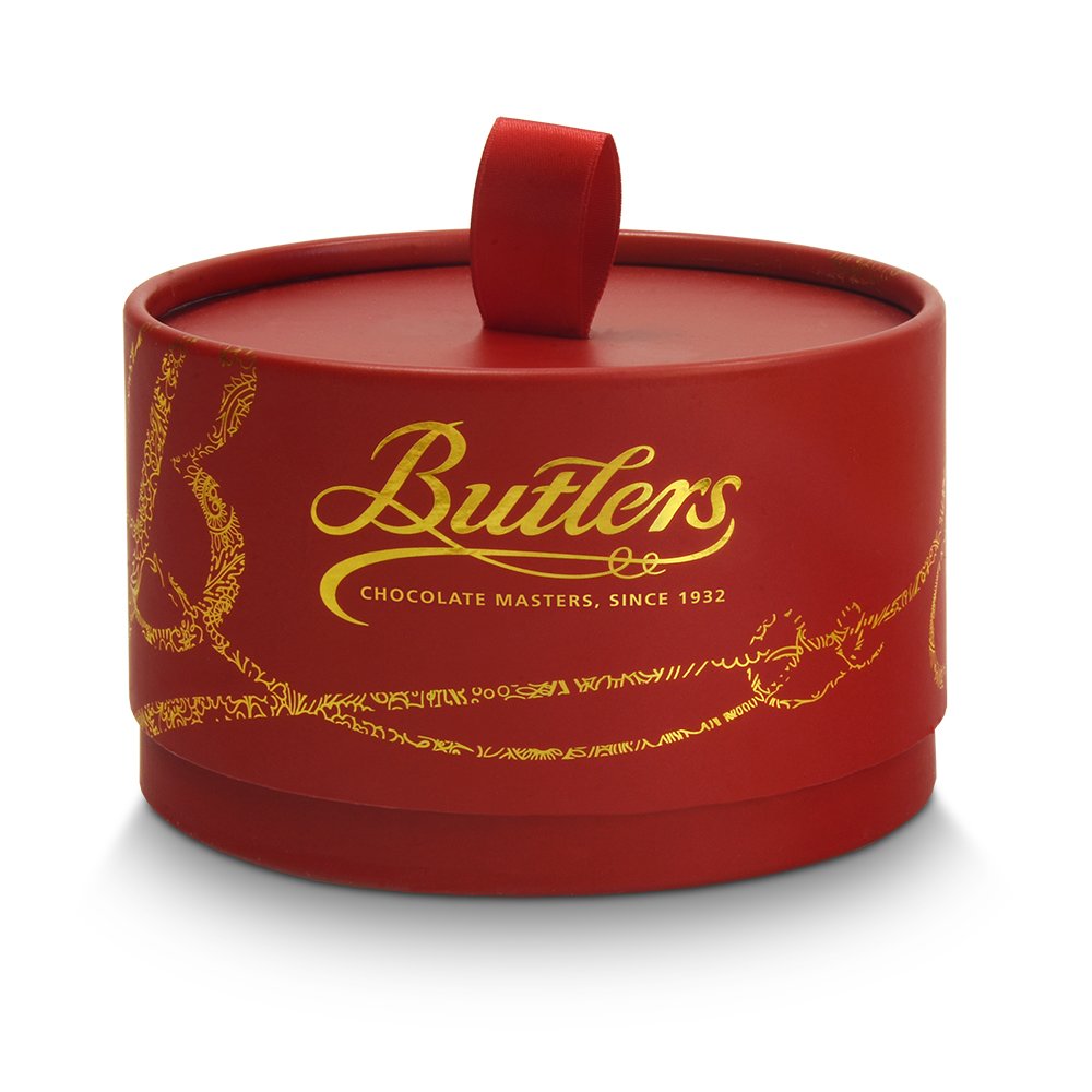 red box -  gold letters 