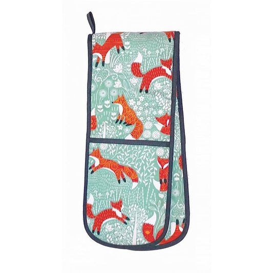 duck egg blue background - red foxes - white floral patterns 
