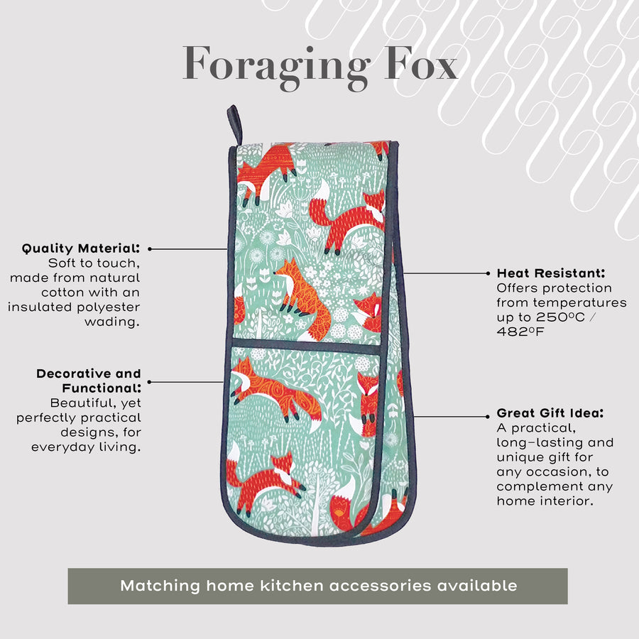 duck egg blue background - red foxes - white floral patterns 