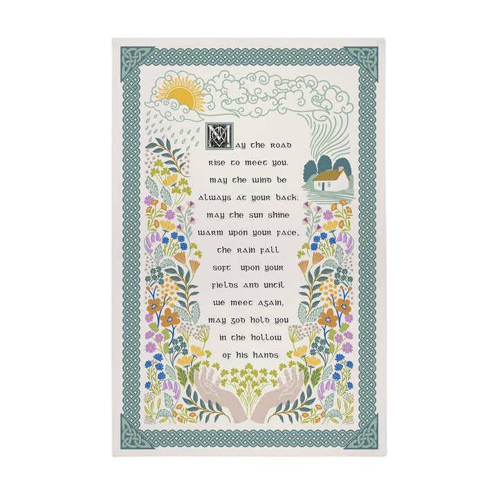 green boarder - floral , religious illustration - Irish blessing 