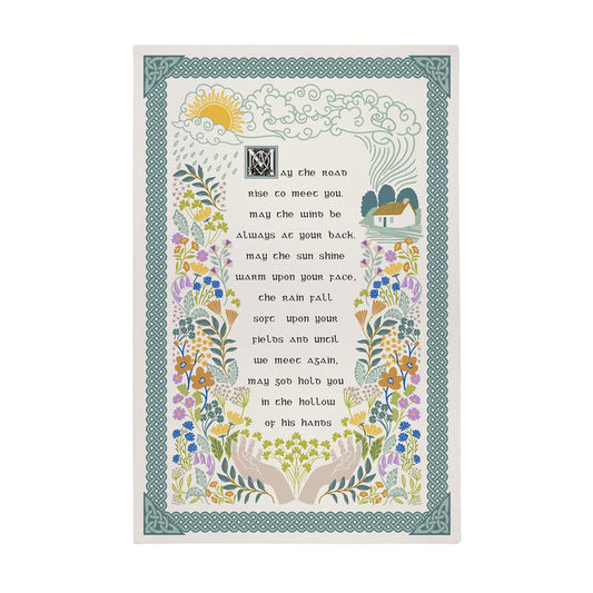 green boarder - floral , religious illustration - Irish blessing 