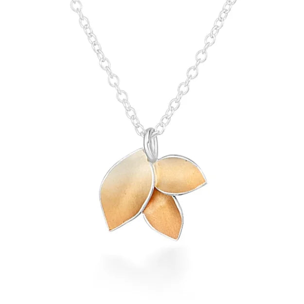 Autumnal Small 3 Leaf Pendant - 18ct Rose Gold plate graduating to silver