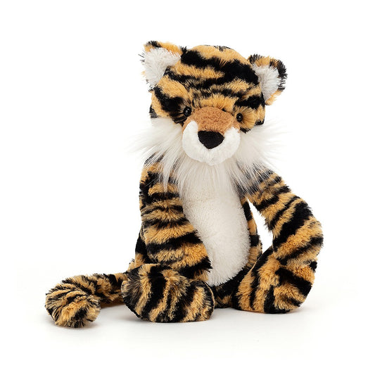 Bashful Tiger - supersoft fur - soft toy - black and orange stripes.