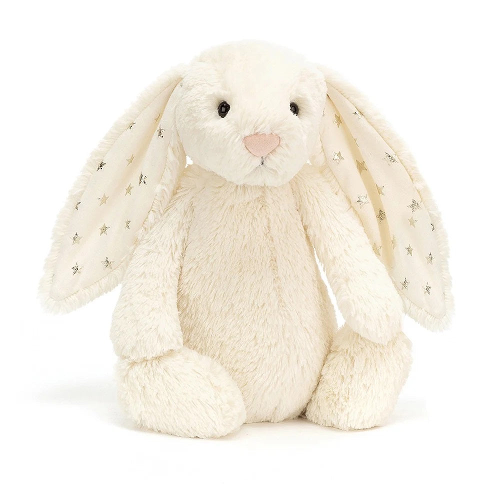 Bashful Twinkle Cream Bunny - soft toy- cream fur - silvers stars in ears - 