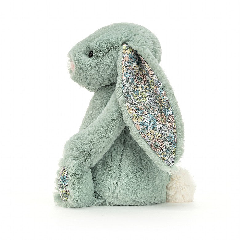 Blossom Sage Bunny - soft toy - cotton posy patterned ears and paw pads