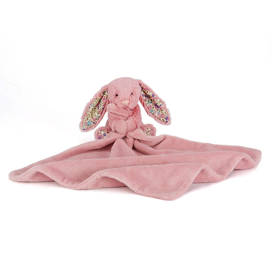 Blossom Tulip Bunny Soother - rose pink -  soother and  bunny together -  perfect for snoozing with - blossom lined fabric ears.