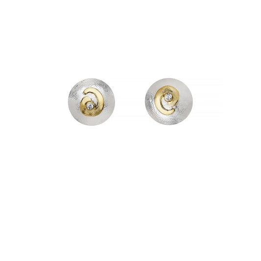 Celtic Swirl Round Stud Earrings - Gold and Silver.