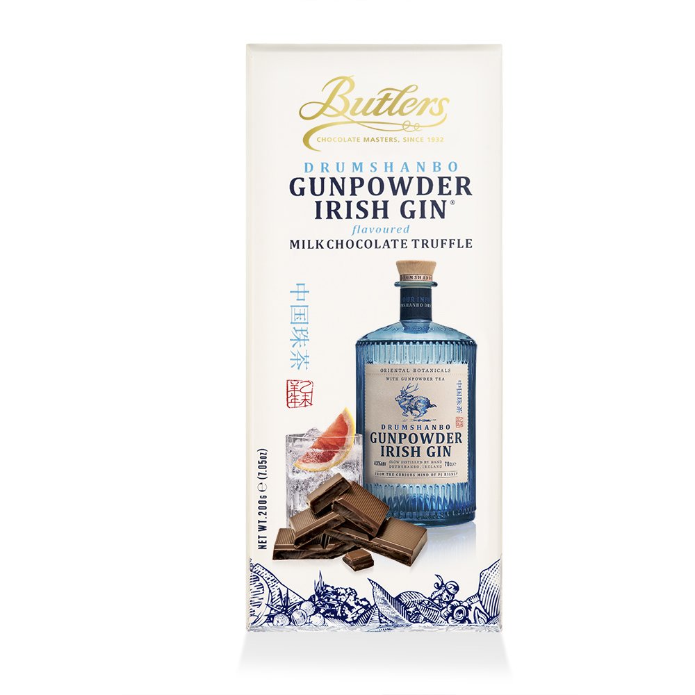 Butlers Chocolates - Drumshanbo Gunpowder Irish Gin® flavoured Milk Chocolate Truffle Bar (200g)