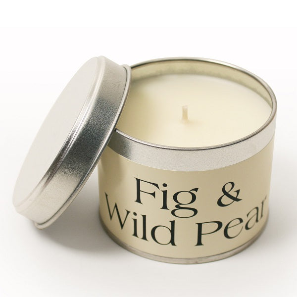 Fig and Wild pear Coordinate Candle - Approx. 8cm x 6cm - White wax and pale yellow label - Tin - Burns up to 35 hours.