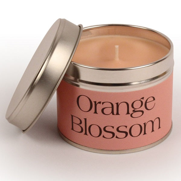 Orange Blossom Coordinate Candle - Approx. 8cm x 6cm - Light pink wax and coral label - Tin - Burns up to 35 hours.
