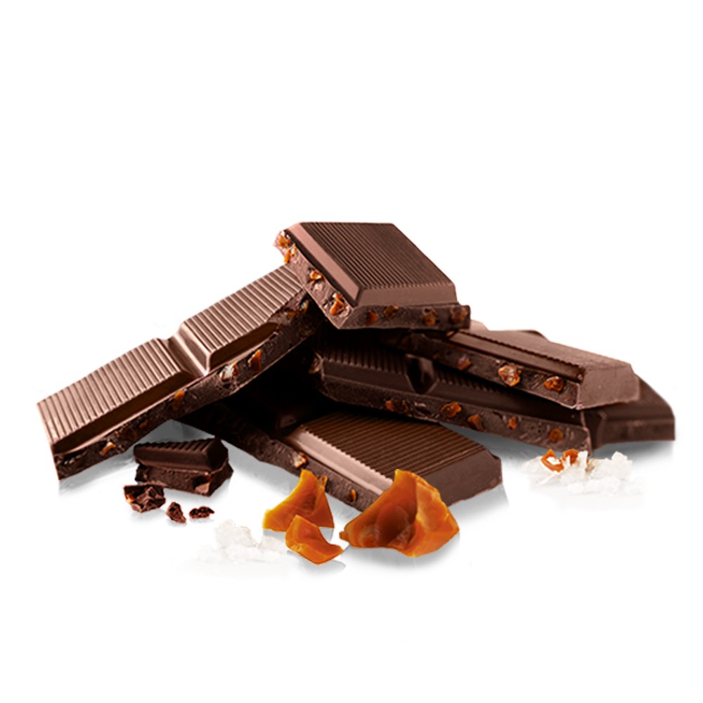 70% Dark Chocolate Bar, With Delicious Bits Of Salted Caramel Mixed In.