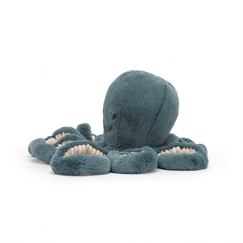 Storm Octopus - eight amazing tentacles - Squishy and cheery in terrific teal - soft toy - Shake hands and feel the scruffled cream fur beneath the tentacles -