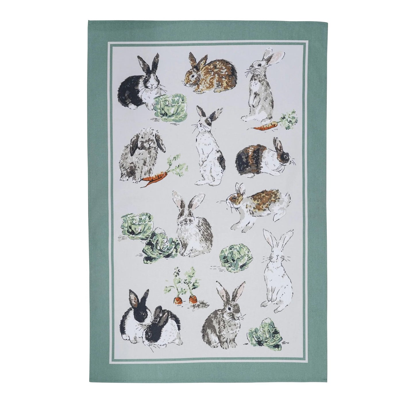 Ulster Weavers Rabbit Patch Tea Towel (100% Cotton) - cute rabbits - carrots