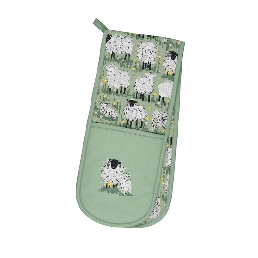 Ulster Weavers Double Oven Glove - Woolly Sheep Green - lovely pale green - white woolly sheep